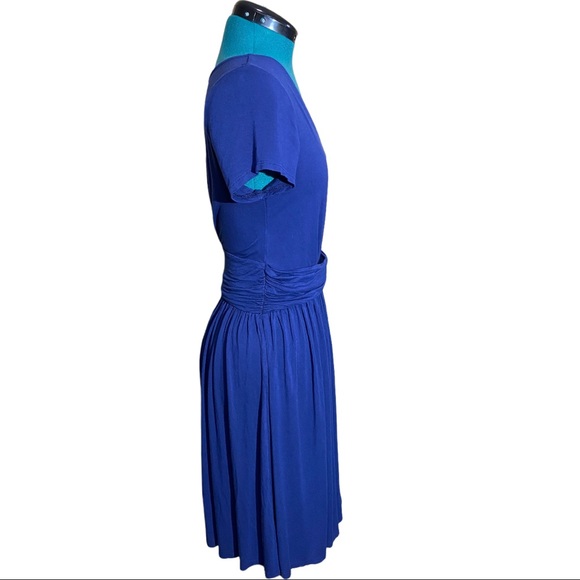 ModCloth Blue V-Neck A-Line Dress - Picture 2 of 7